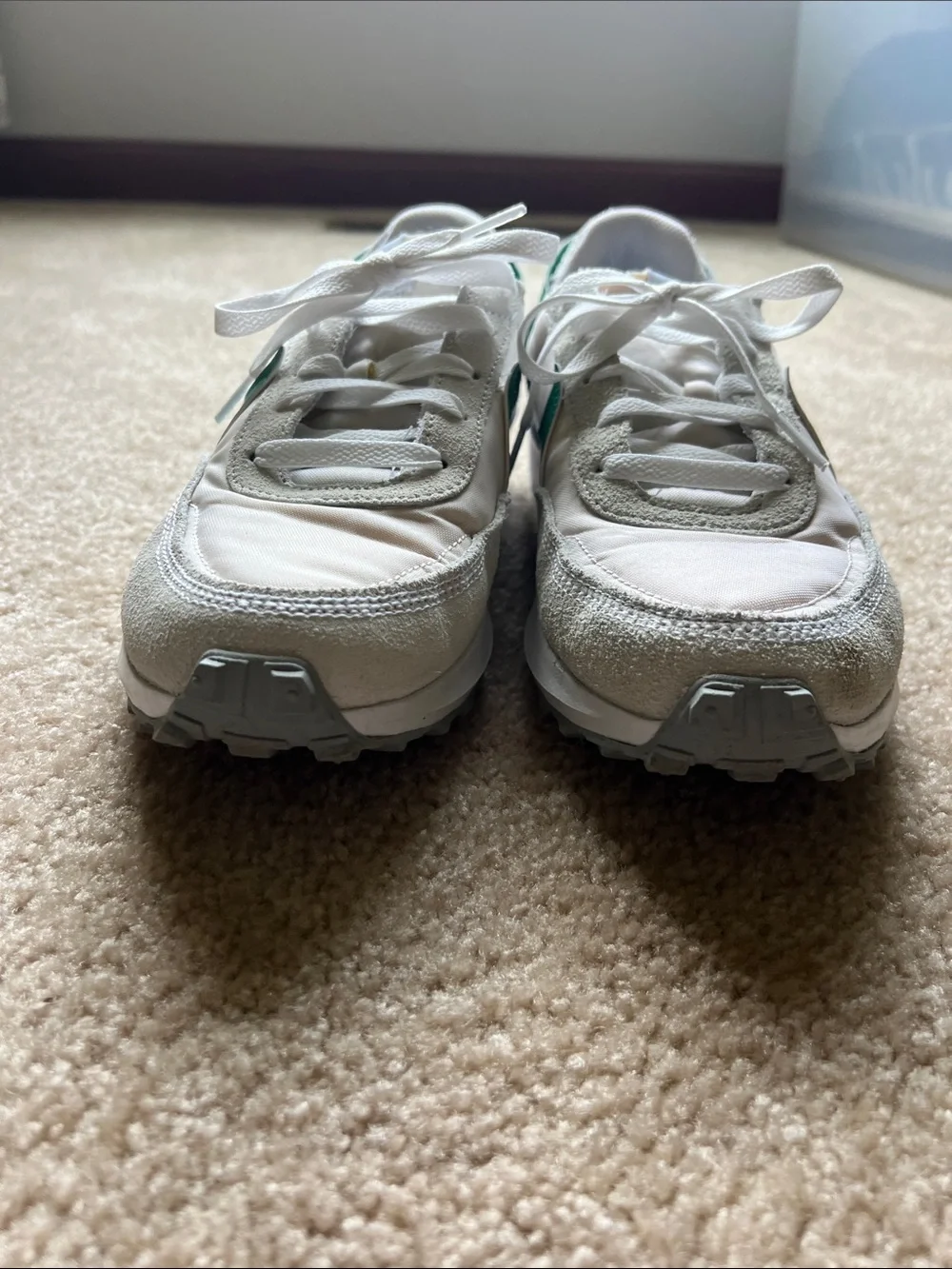 Nike Waffle Debut White and Green Sneakers